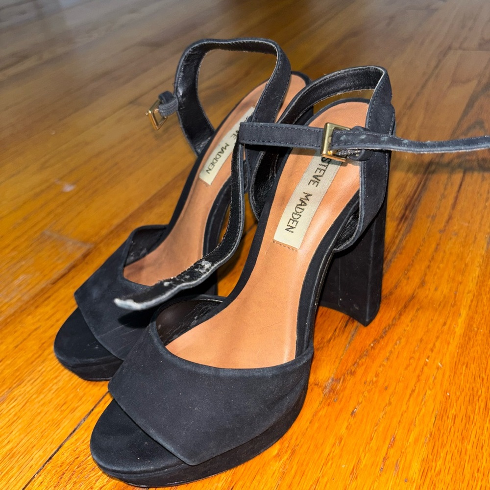 Steve Madden Black Ankle Strap Heels